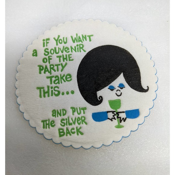 12 Vintage napkin and coaster set 50 60 graphic Humor Put the Silver Back - Picture 2 of 6